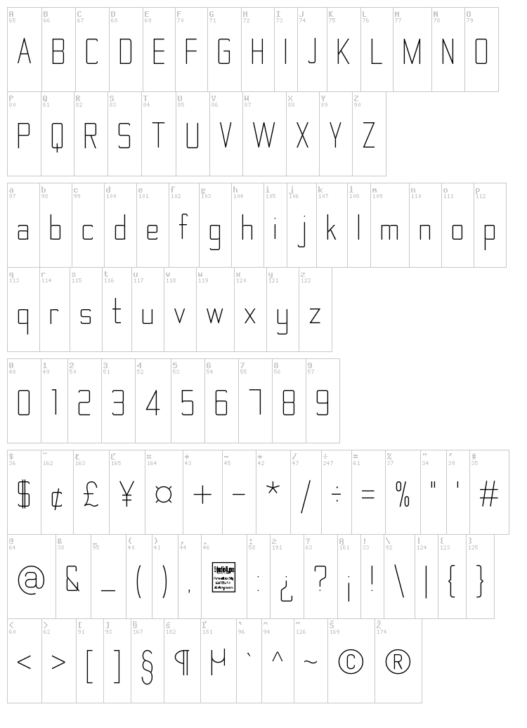 The Matic font map